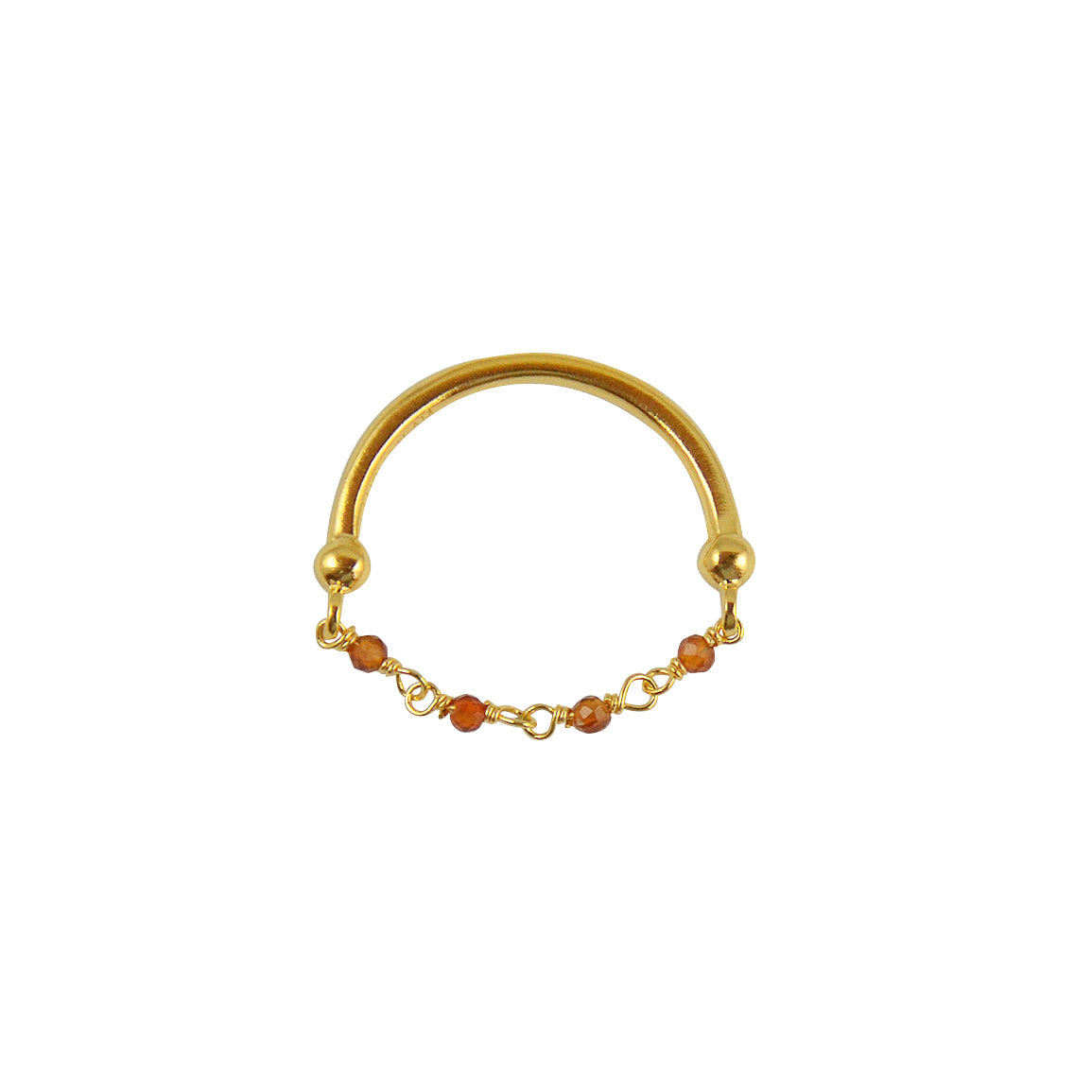 Bague rosary dorée chaine et onyx rouge
