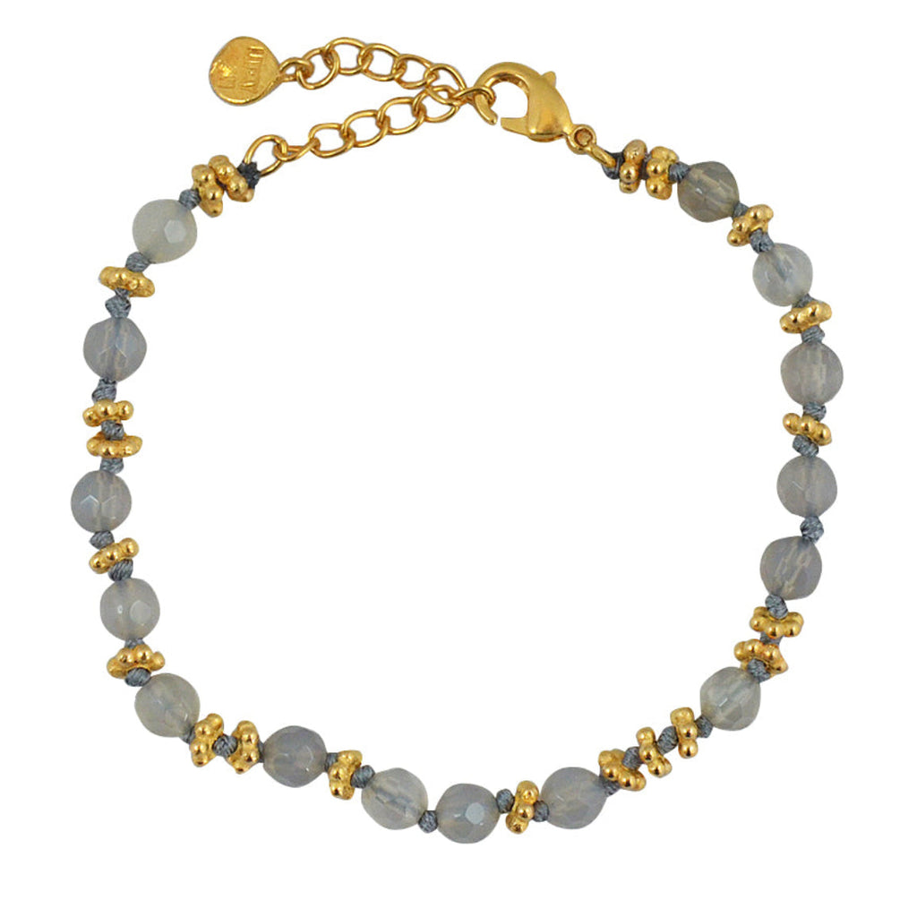 Bracelet pierres et disques dorés - LABRADORITE