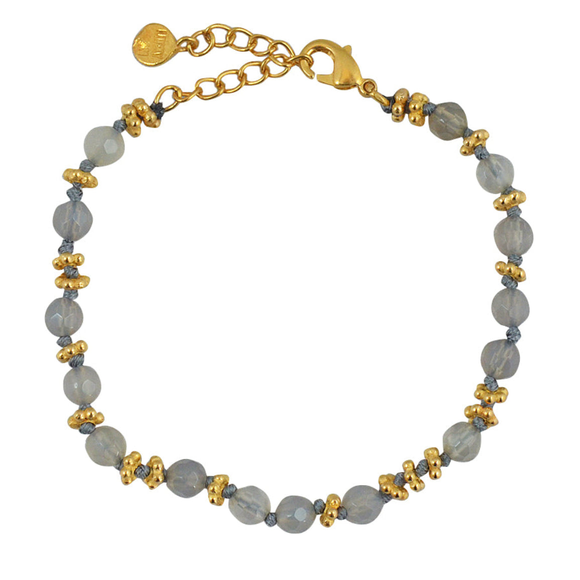 Bracelet pierres et disques dorés - LABRADORITE