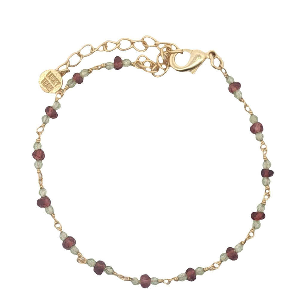 Bracelet doré en grenat et peridot