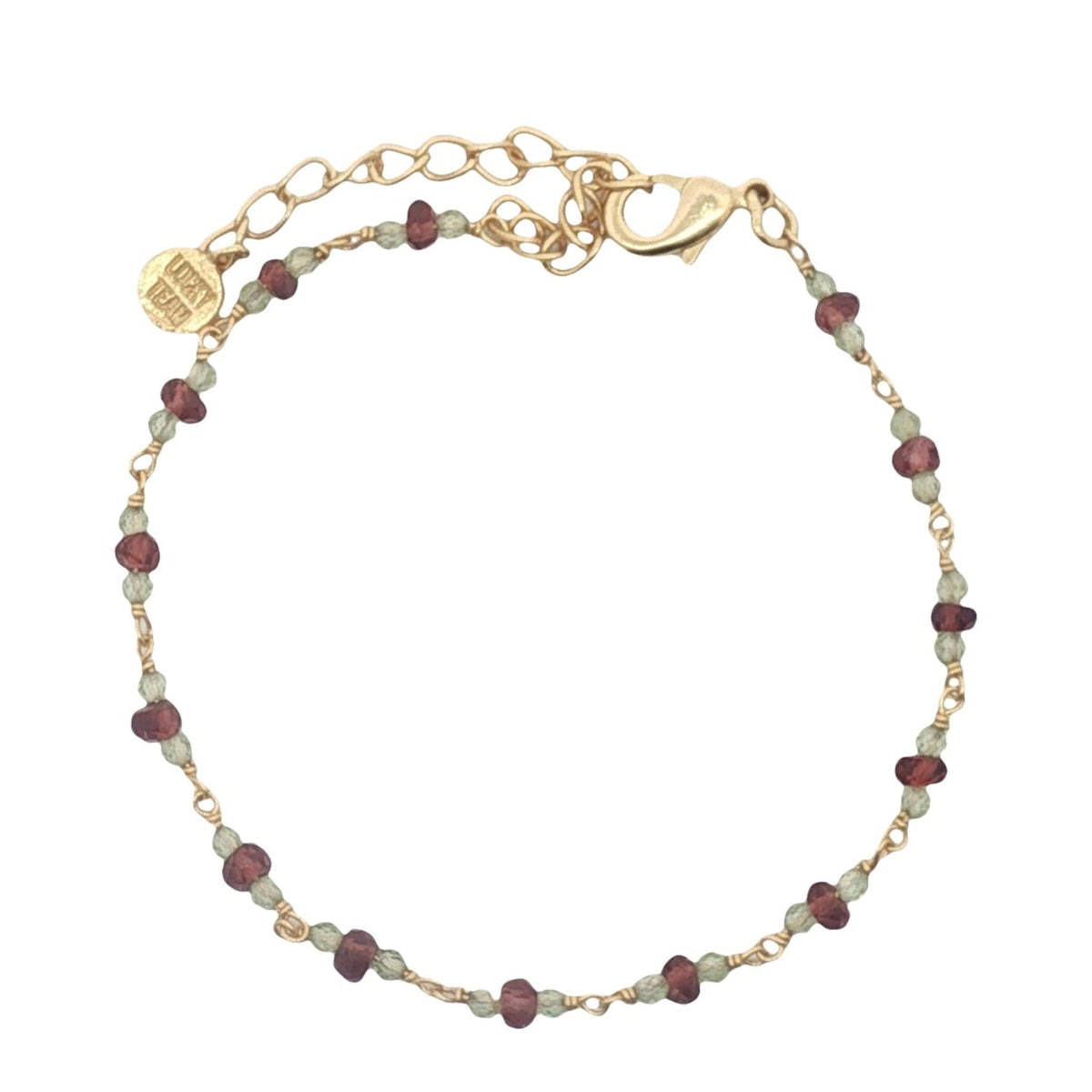 Bracelet doré en grenat et peridot