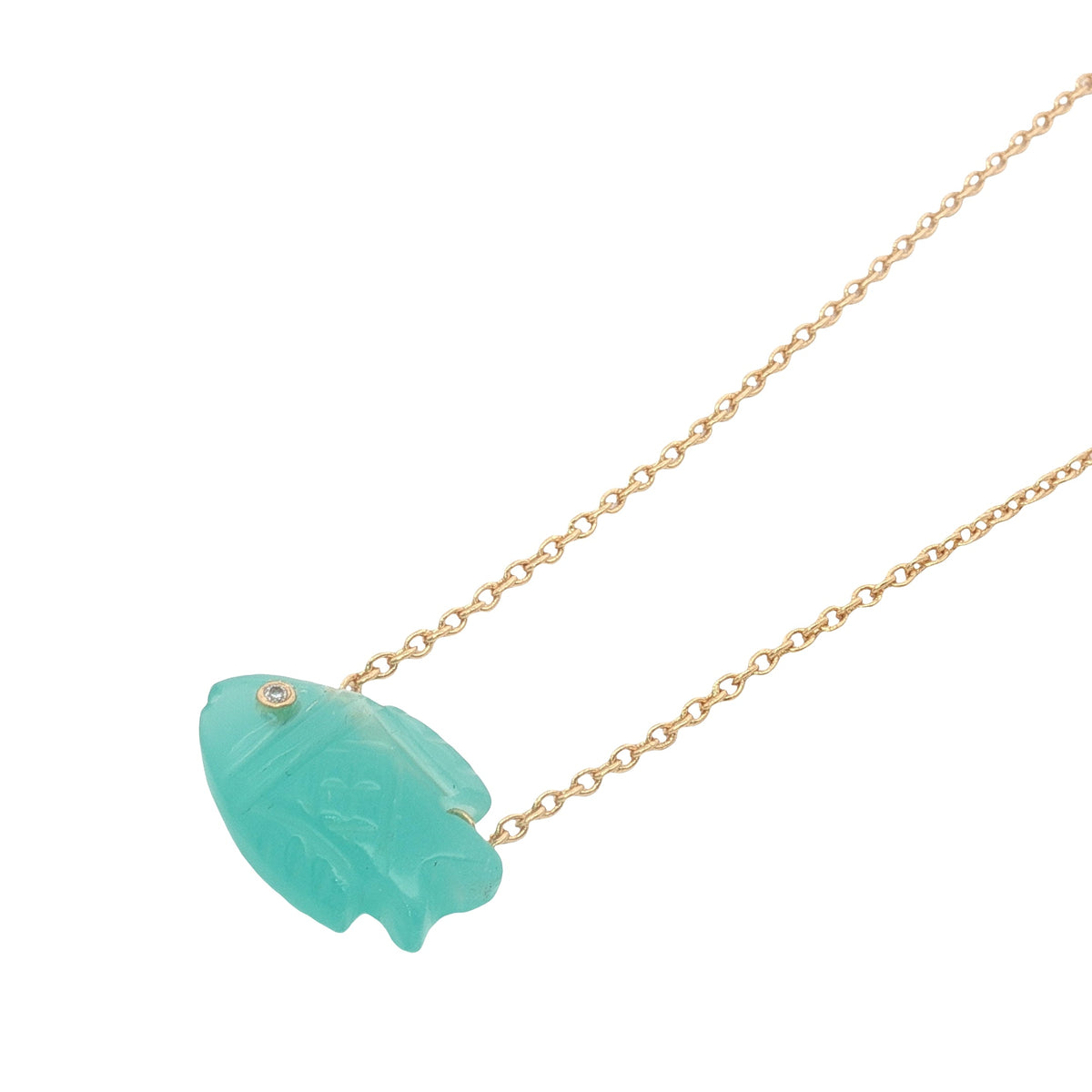Collier doré poisson en amazonite 42 cm