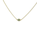 Collier doré petite oeil turquoise zircons 43 cm
