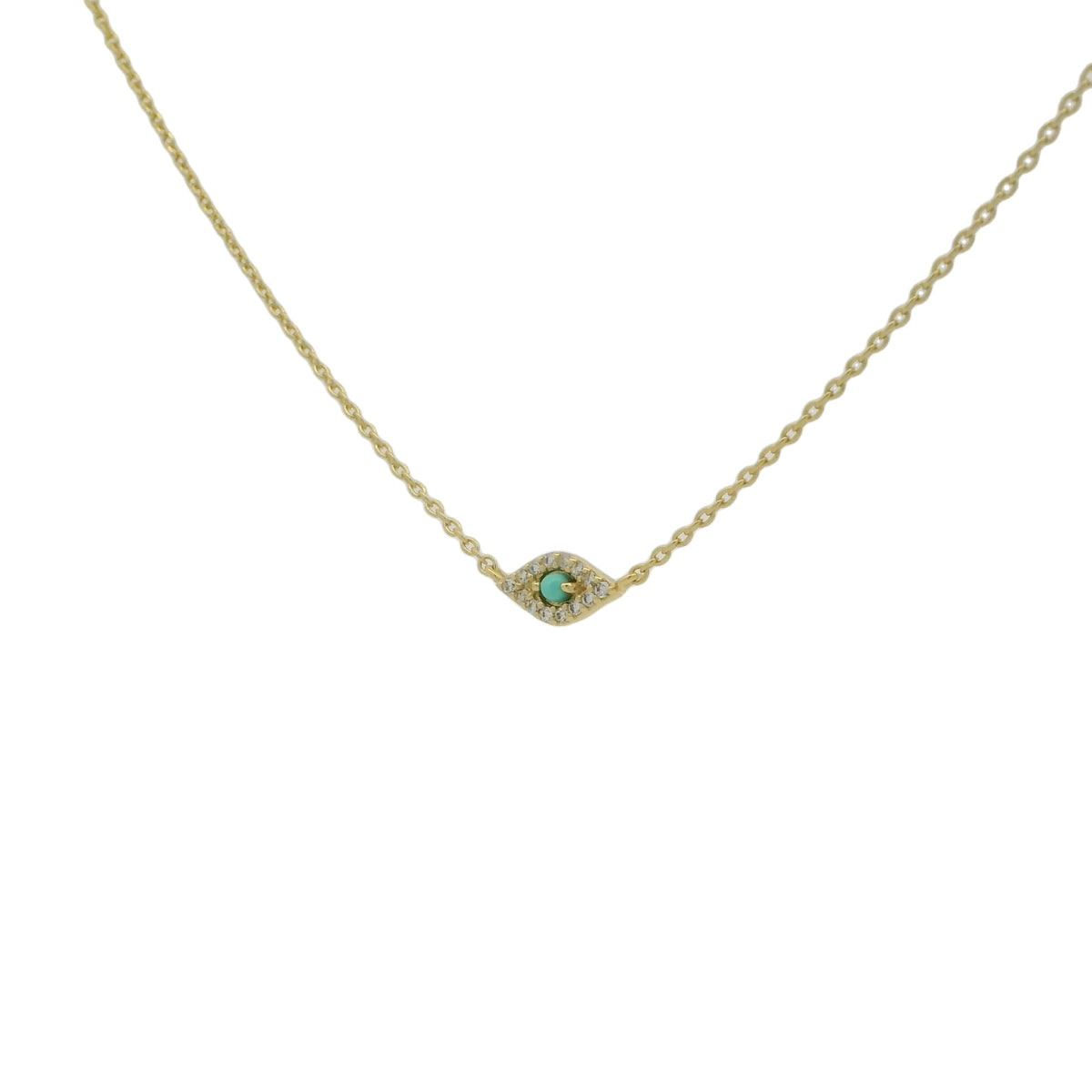 Collier doré petite oeil turquoise zircons 43 cm