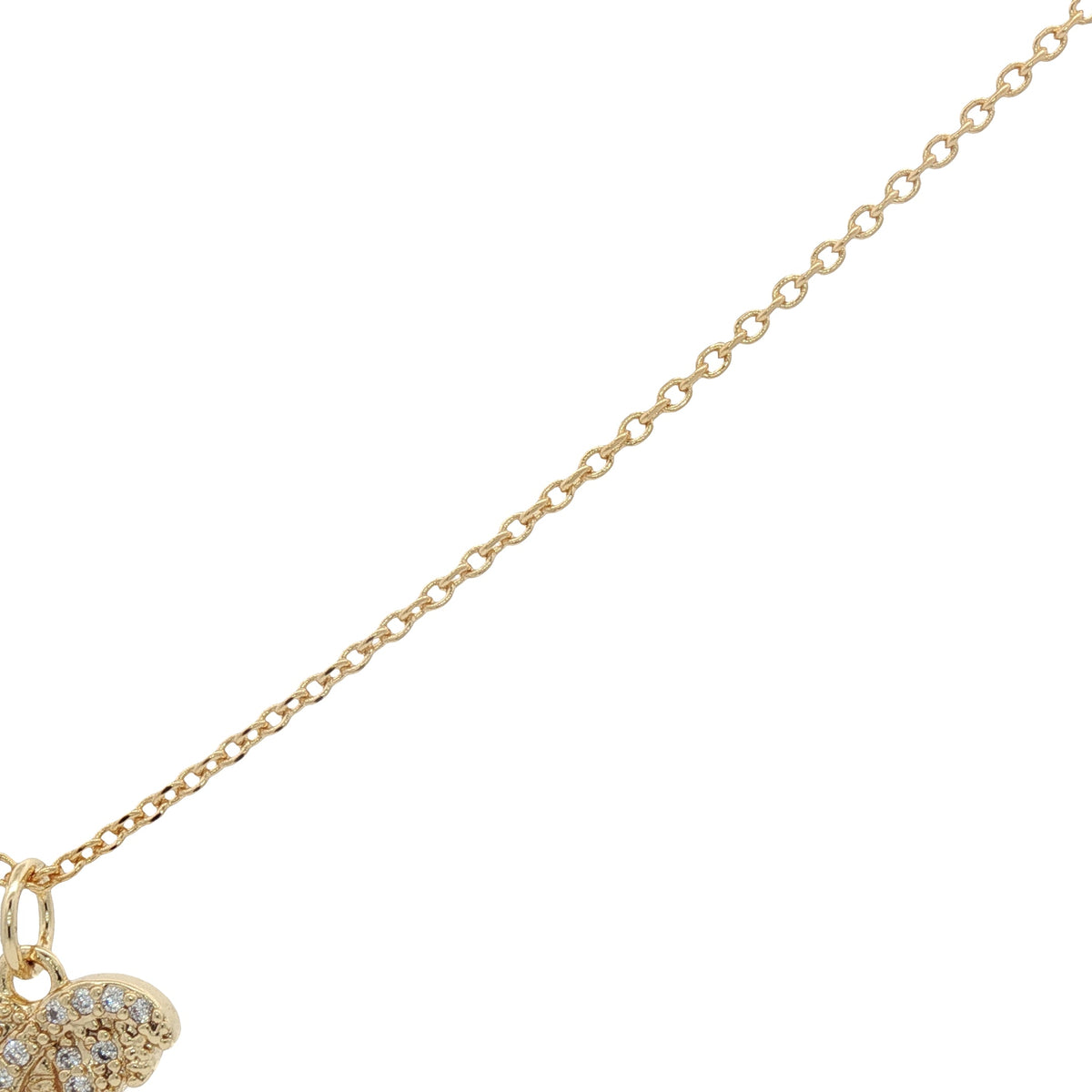 Collier doré petit palmier avec zircons 42 cm