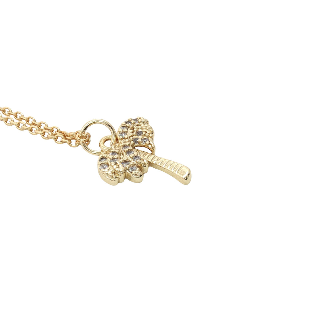 Collier doré petit palmier avec zircons 42 cm