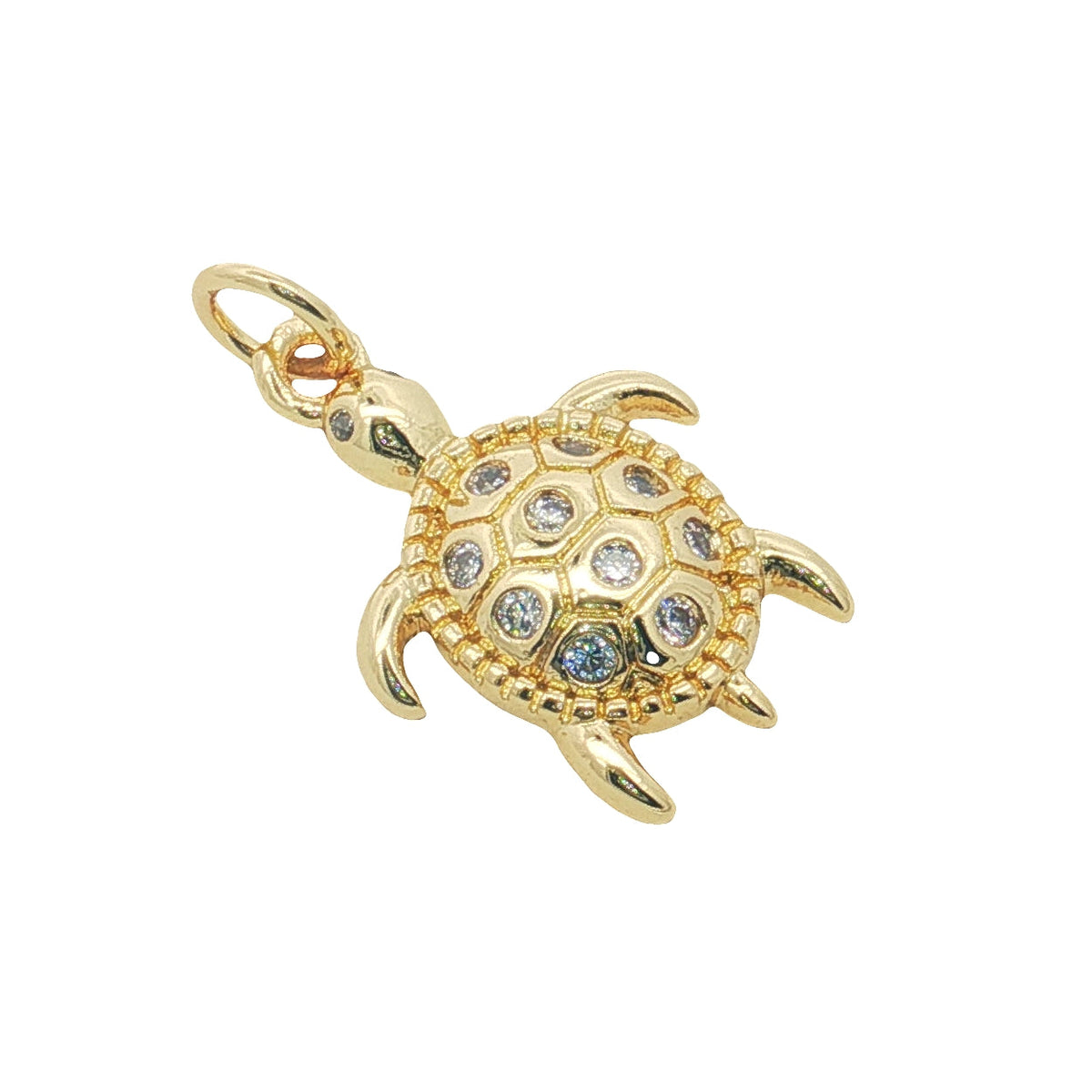 Charms doré tortue en zircons blancs