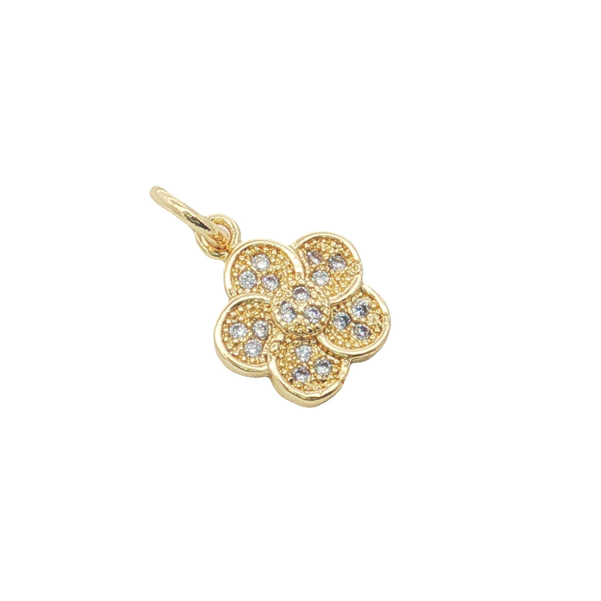 Charms doré fleur avec zircons blancs