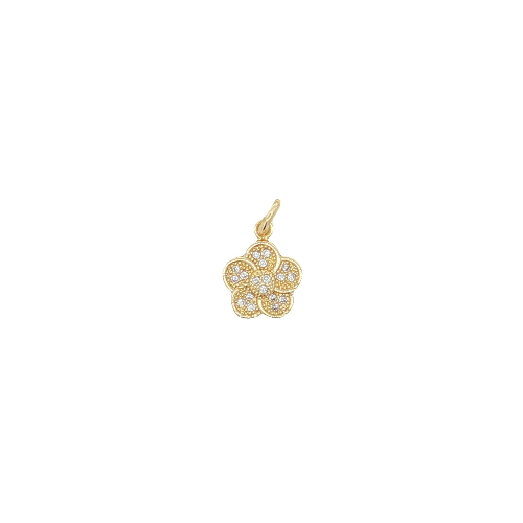 Charms doré fleur avec zircons blancs