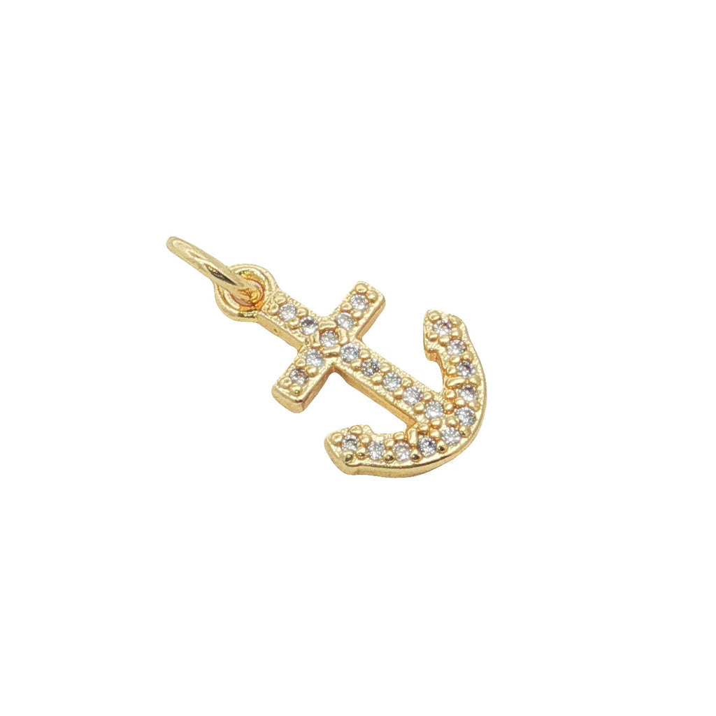 Charms doré ancre marine avec zircons blancs
