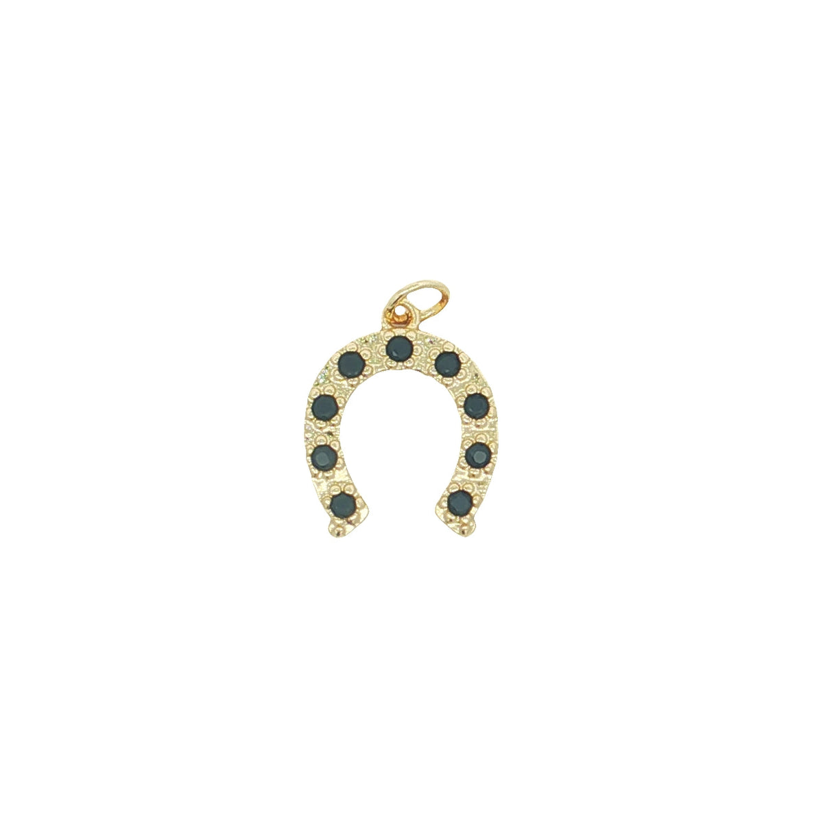 Charms doré fer à cheval avec zircons noirs