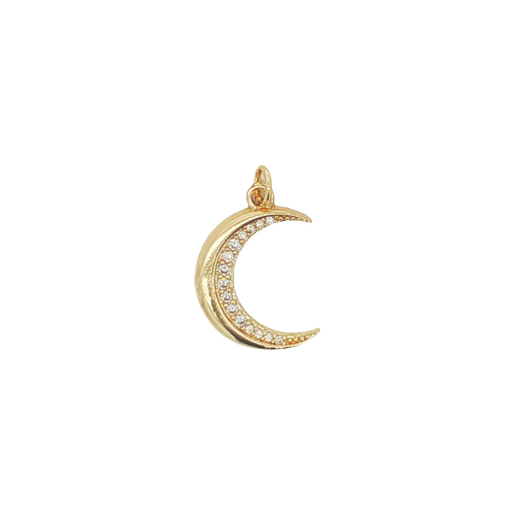Charms doré grande lune avec zircons blancs