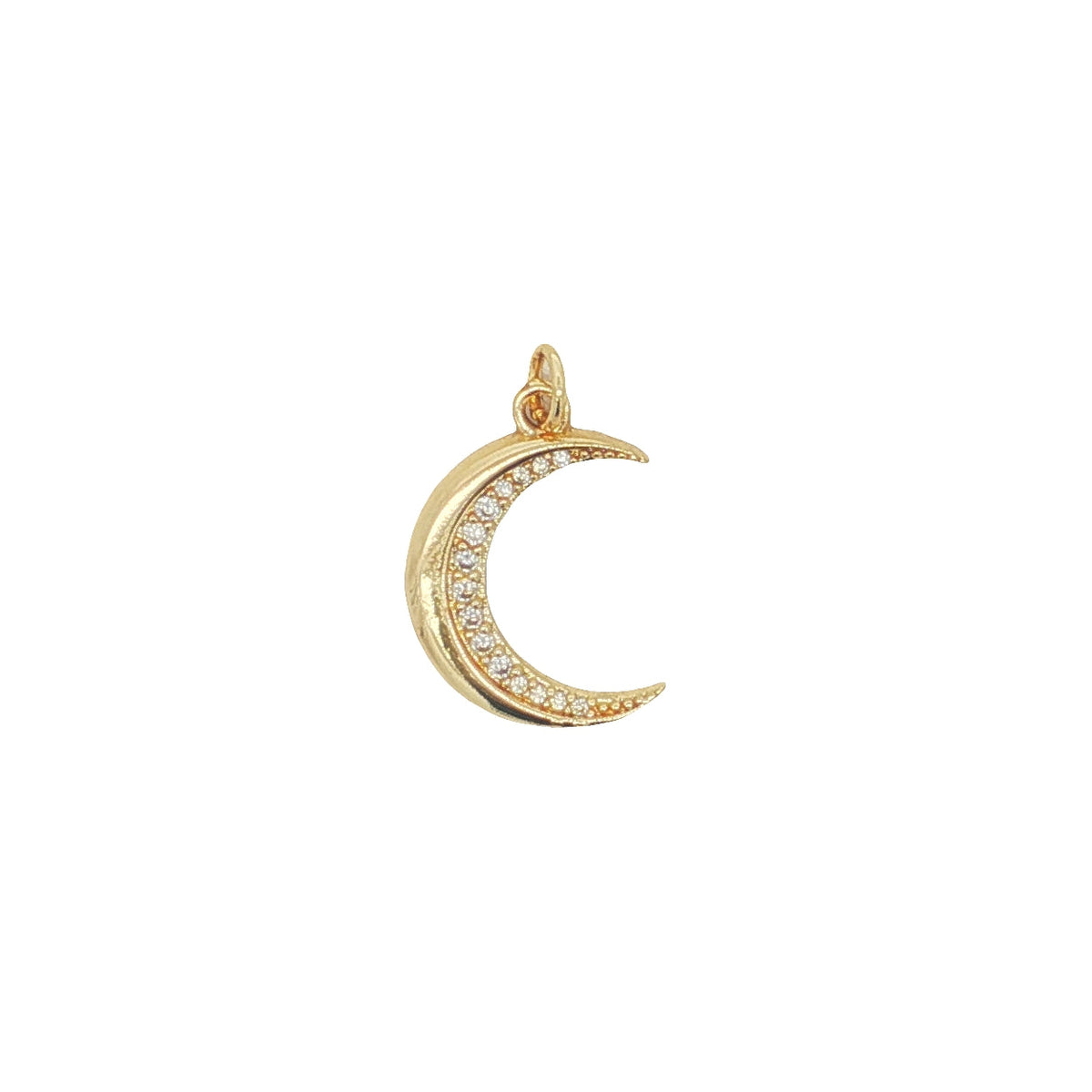 Charms doré grande lune avec zircons blancs
