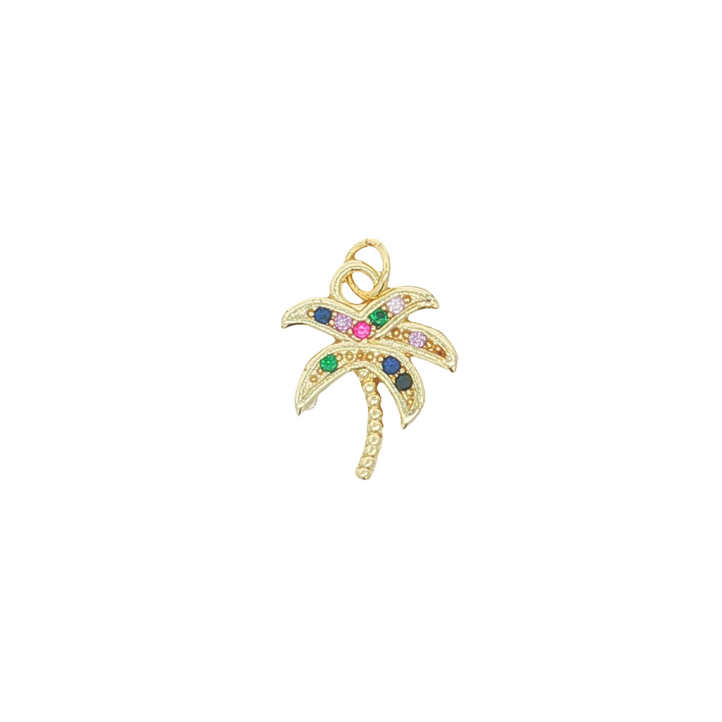 Charms doré palmier avec zircons colorés