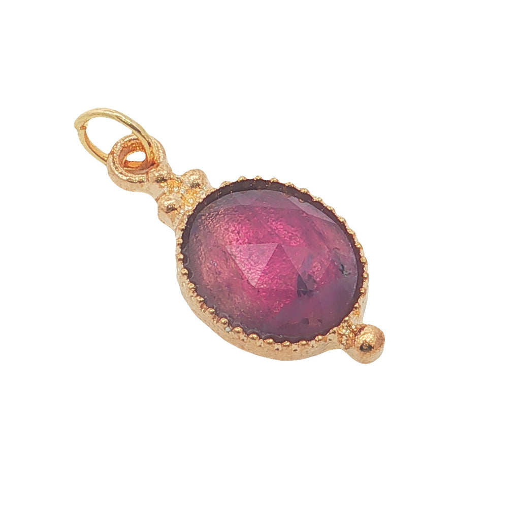 Charms doré médaille ovale avec améthyste