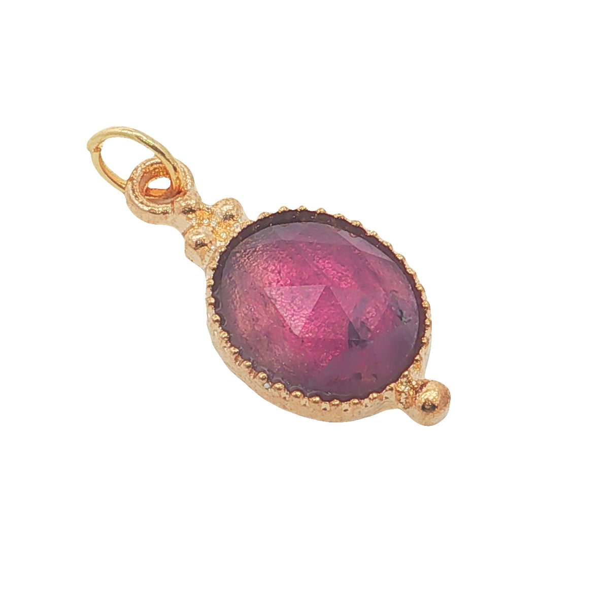 Charms doré médaille ovale avec améthyste