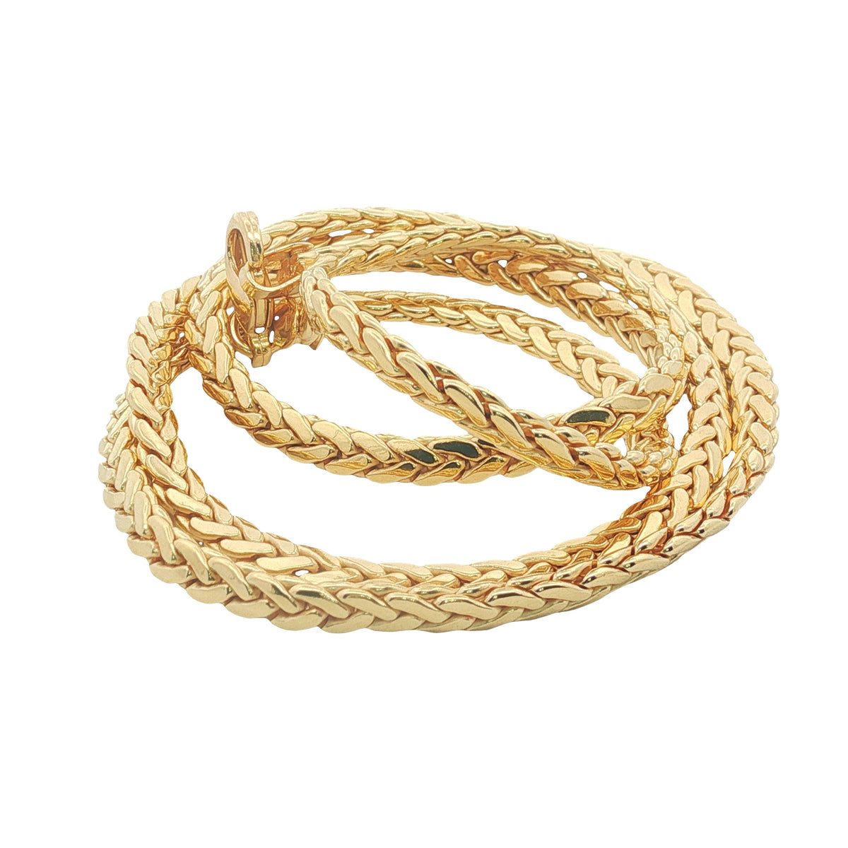 Collier doré maille palmier plate