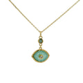 Collier doré oeil amazonite et zircons 42 cm