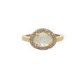 Bague dorée pierre naturelle serti 4 griffes et zircons