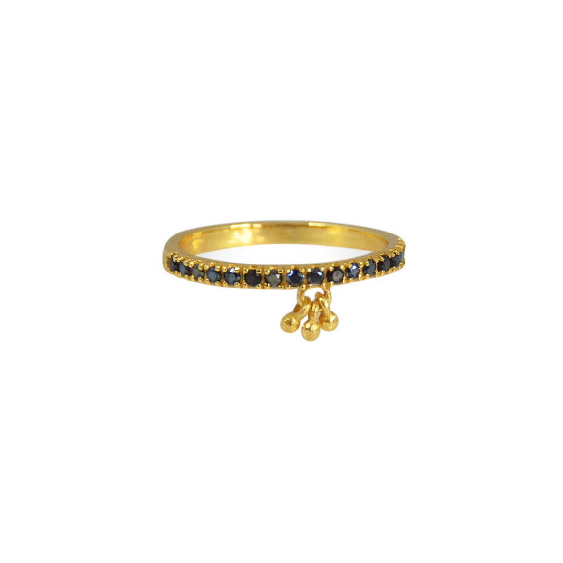 Bague dorée fine zircons et pampille - 50 / ZIRCON NOIR