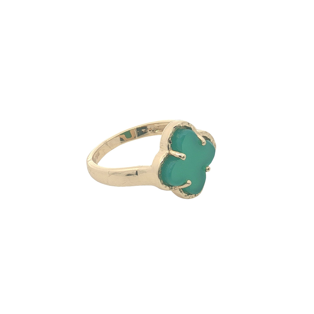 Bague dorée trèfle et pierre naturelle