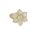 Bague dorée fleur en pierre - 50 / PIERRE DE LUNE