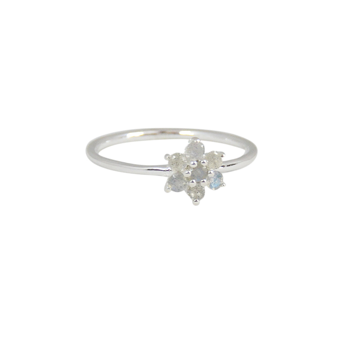 Bague fleur en argent 925 et labradorite - Bagues