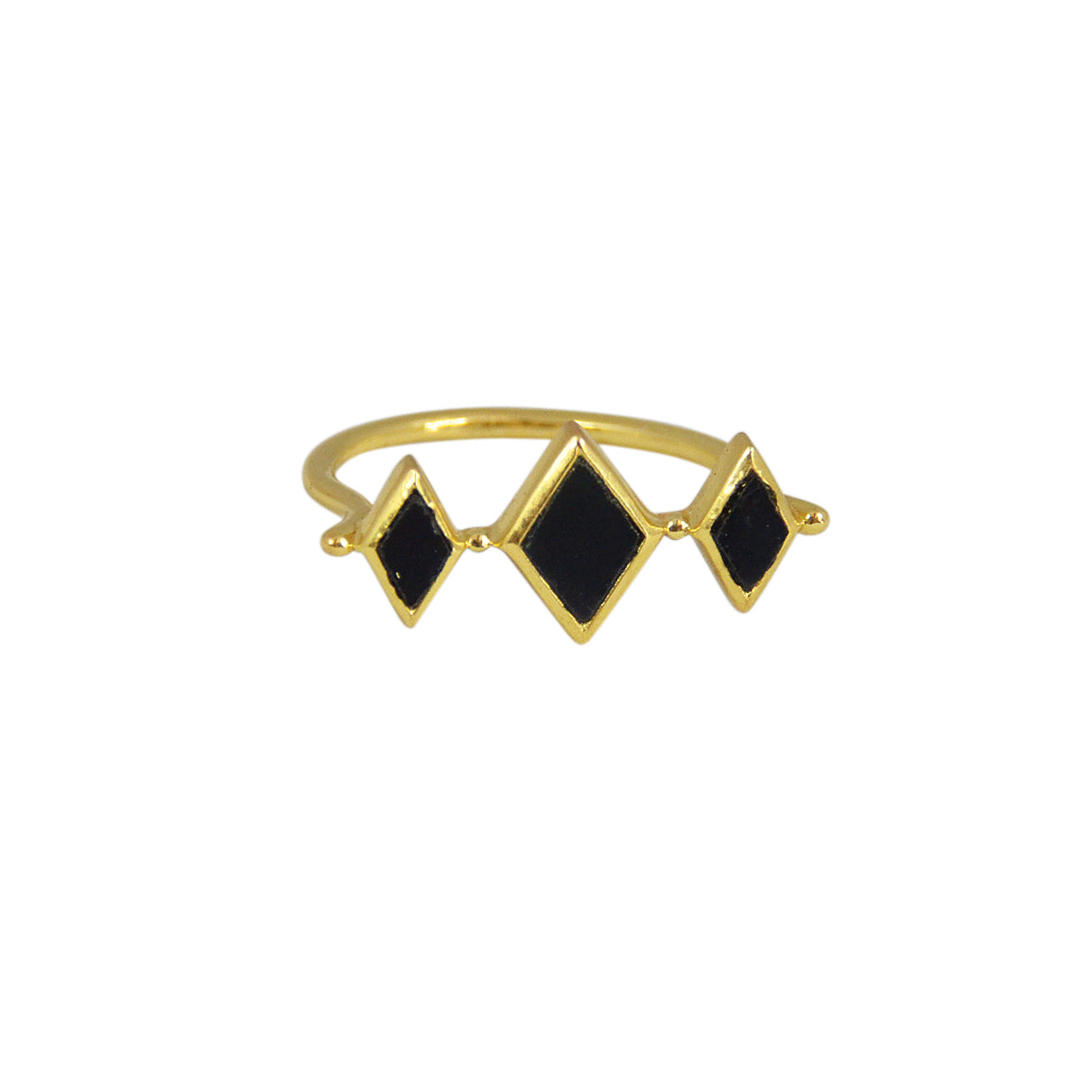 Bague losange onyx noir dorée à l’or fin 18k - Bagues
