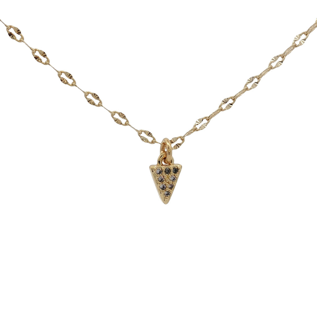 Collier doré petit triangle minimaliste avec zircons 38 cm