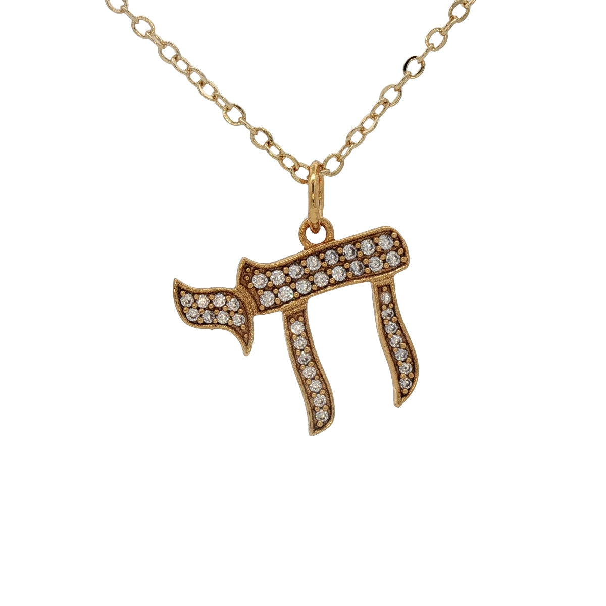 Collier doré Hai avec zircons  46 cm