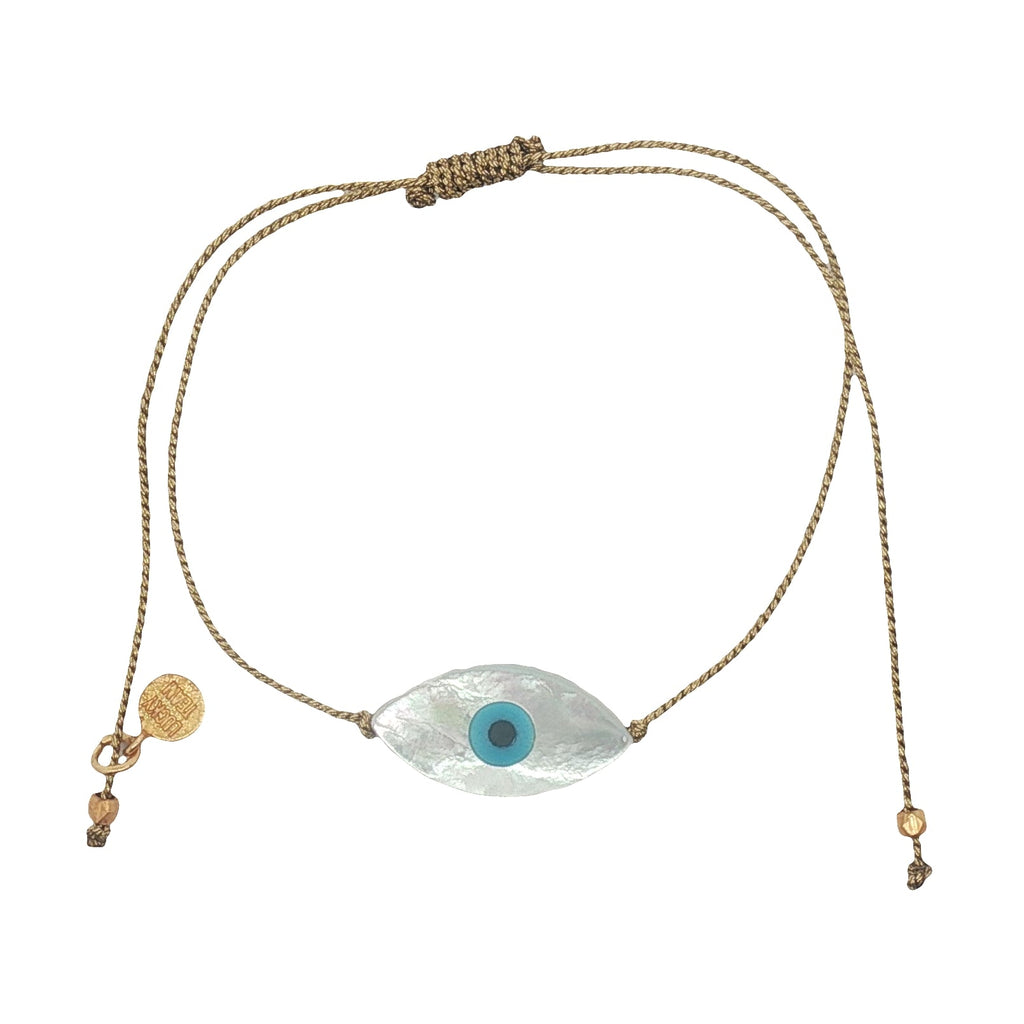 Bracelet doré fil fin oeil nacre ovale