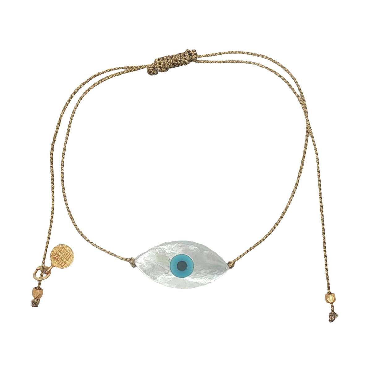 Bracelet doré fil fin oeil nacre ovale