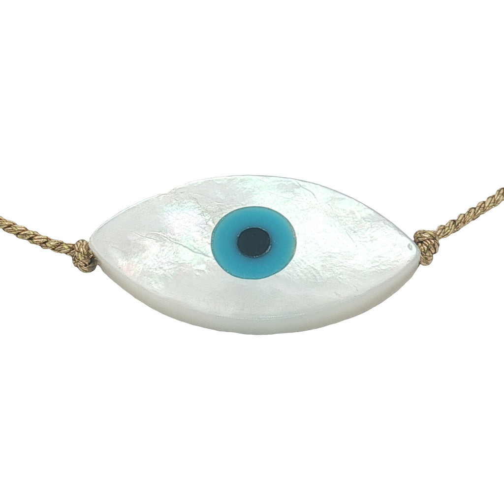 Bracelet doré fil fin oeil nacre ovale