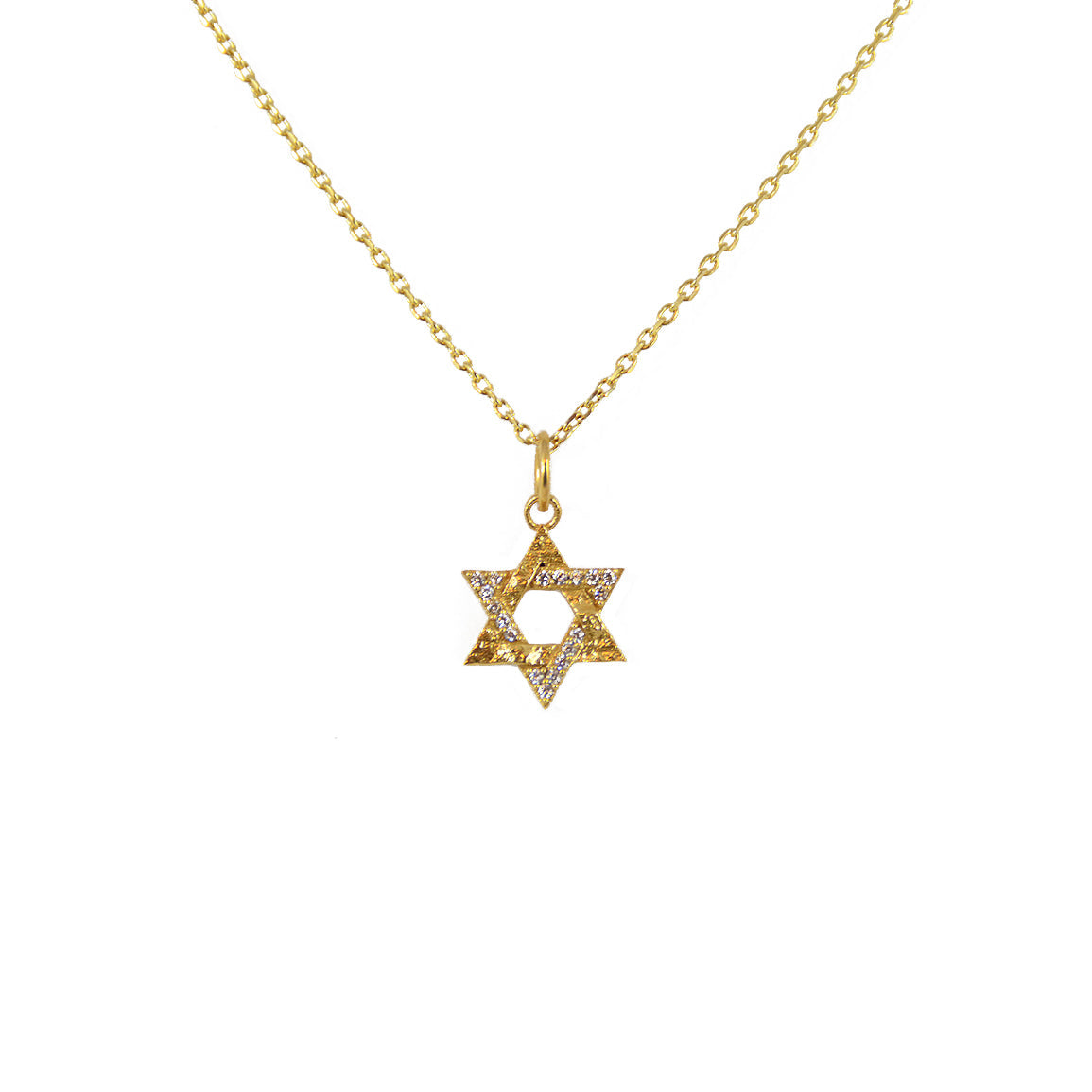 Collier etoile de david dorée et zircons - ZIRCONS BLANCS