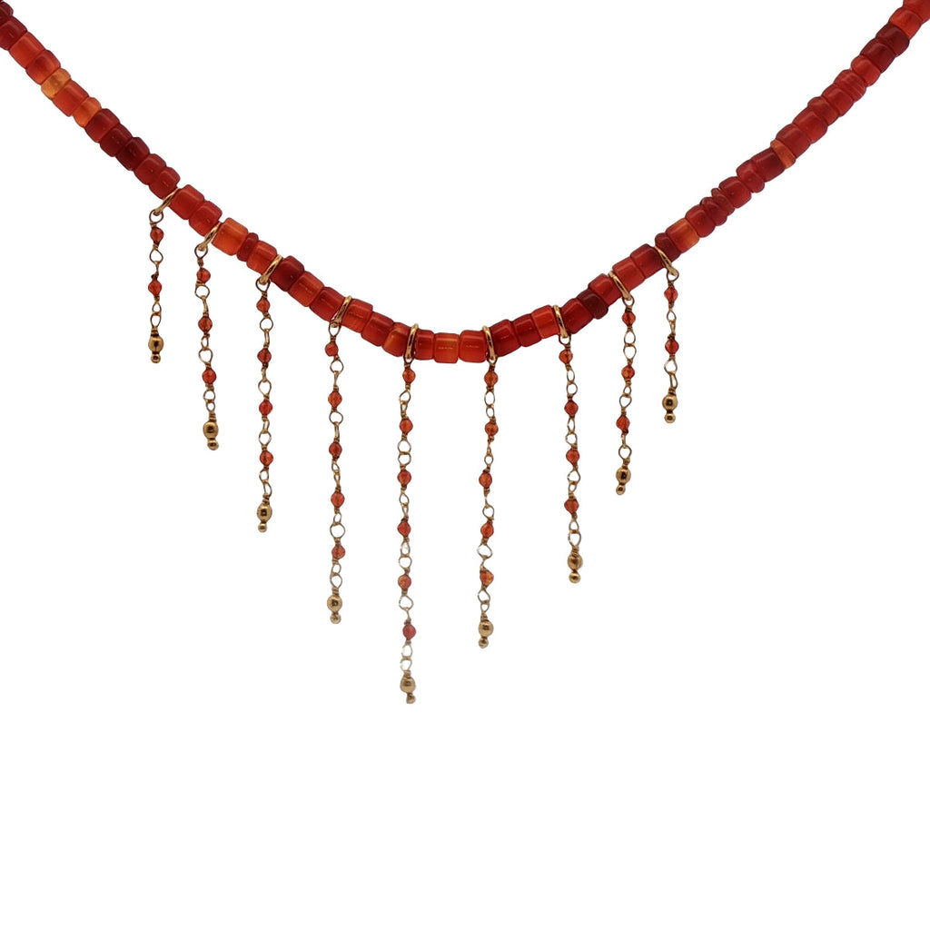 Collier doré avec pierre et chaines 42 cm