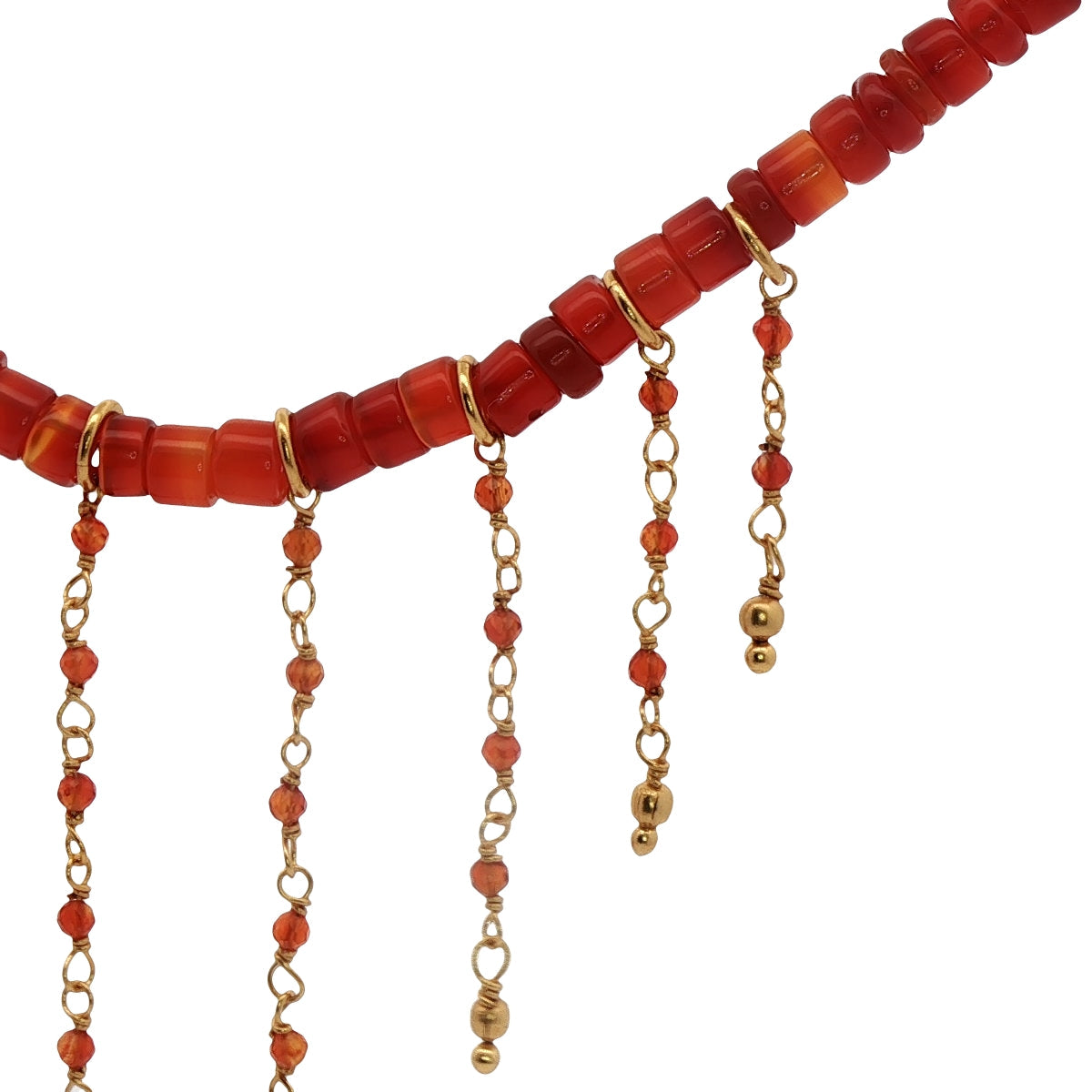 Collier doré avec pierre et chaines 42 cm