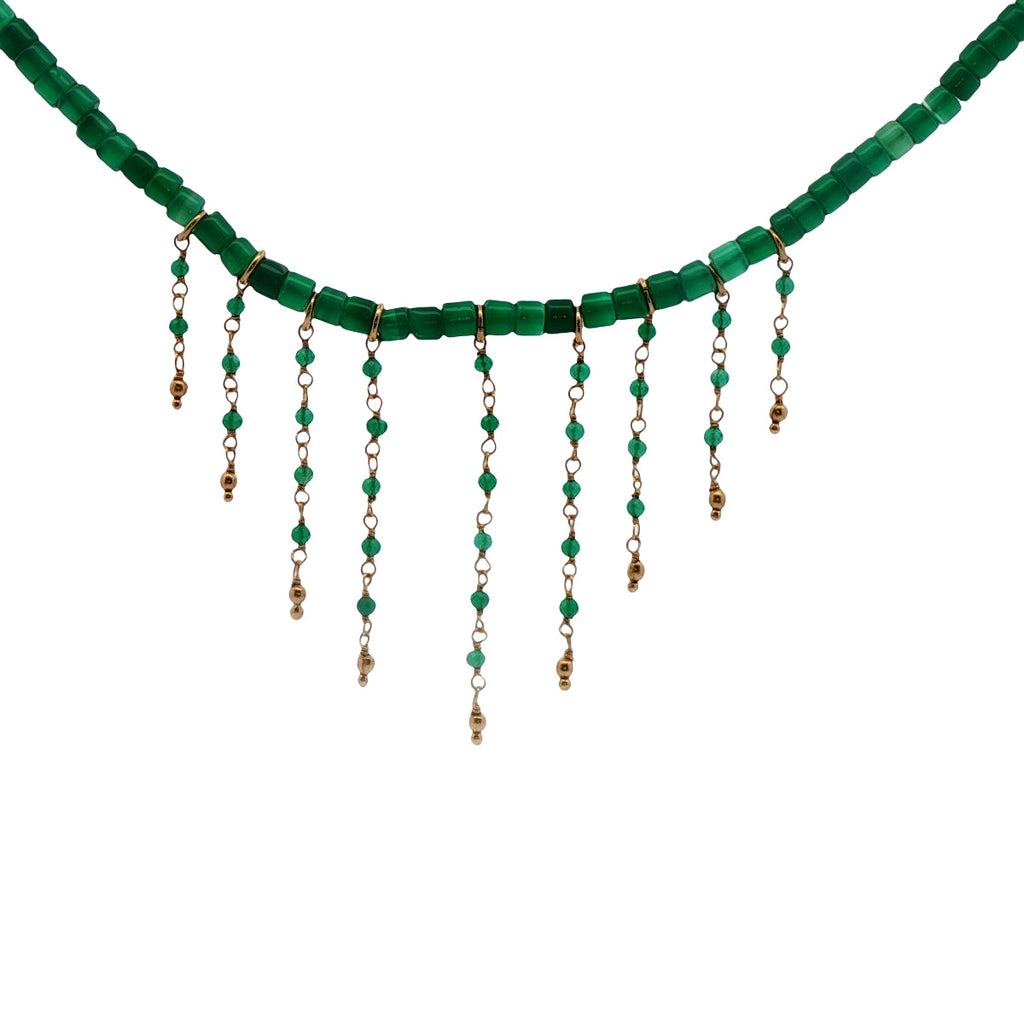 Collier doré avec pierre et chaines 42 cm