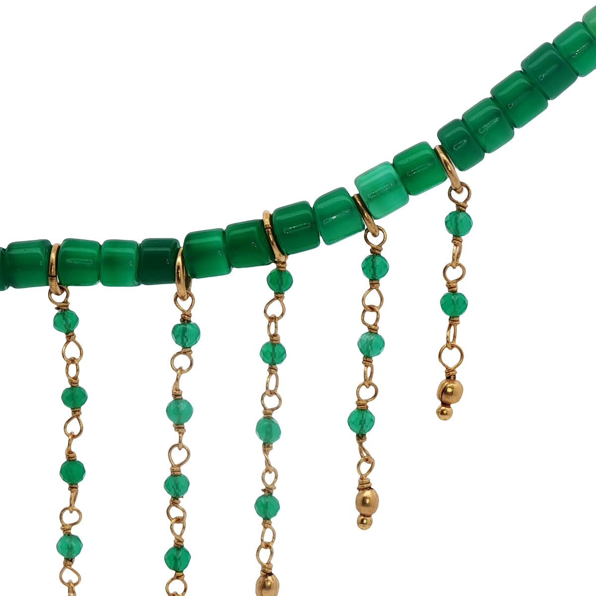 Collier doré avec pierre et chaines 42 cm