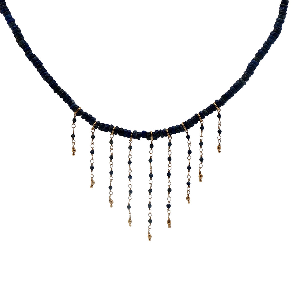 Collier doré avec pierre et chaines 42 cm