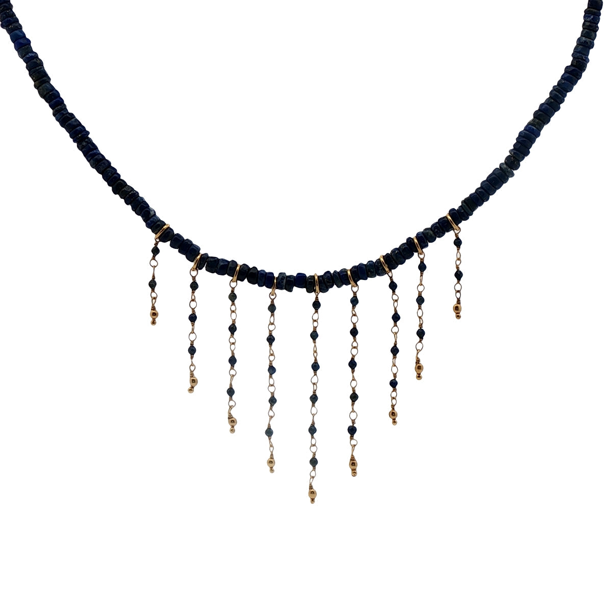 Collier doré avec pierre et chaines 42 cm