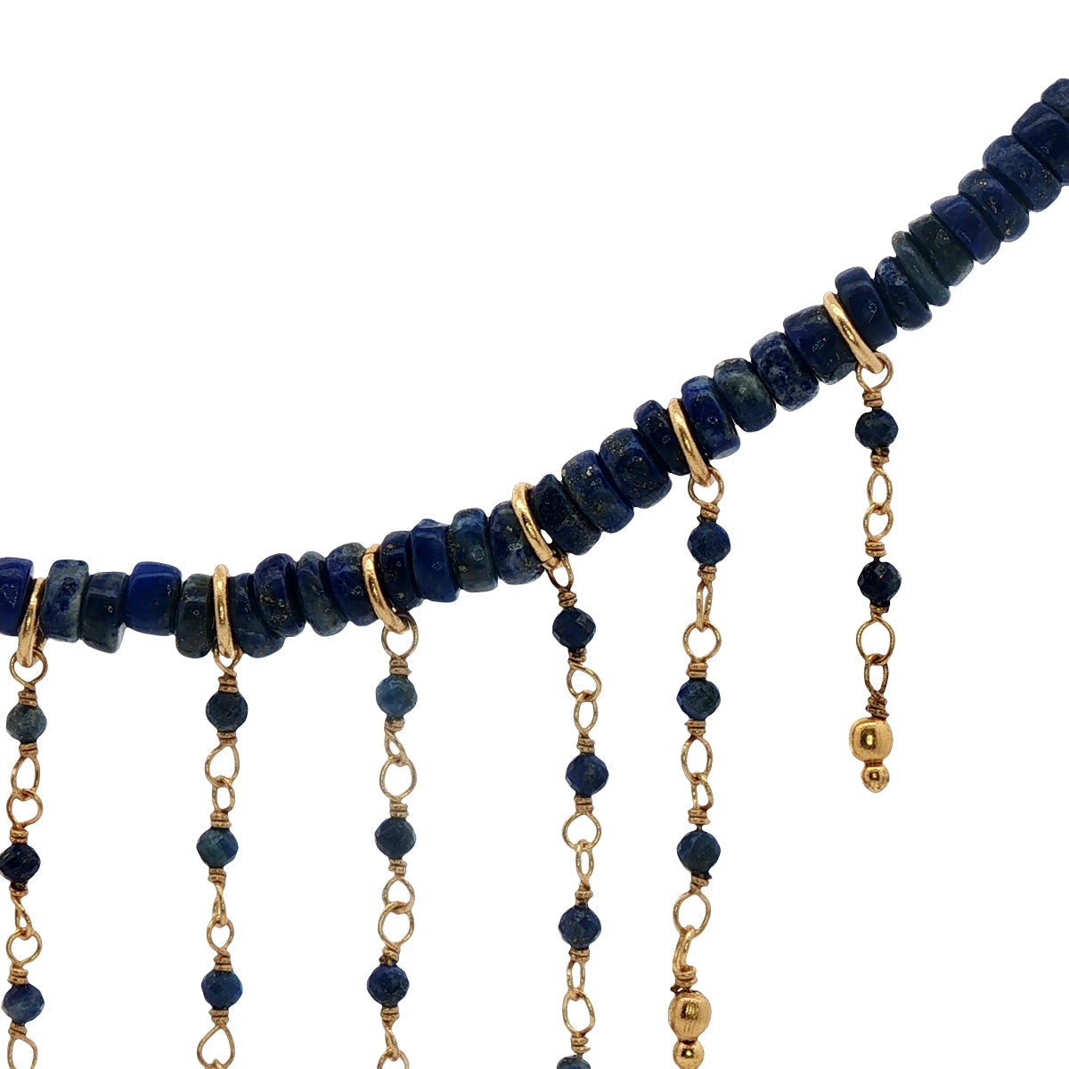 Collier doré avec pierre et chaines 42 cm