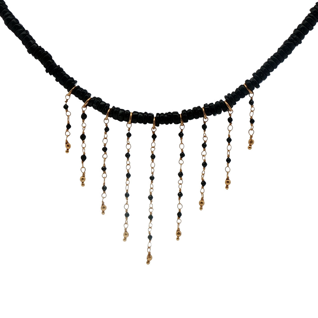 Collier doré avec pierre et chaines 42 cm