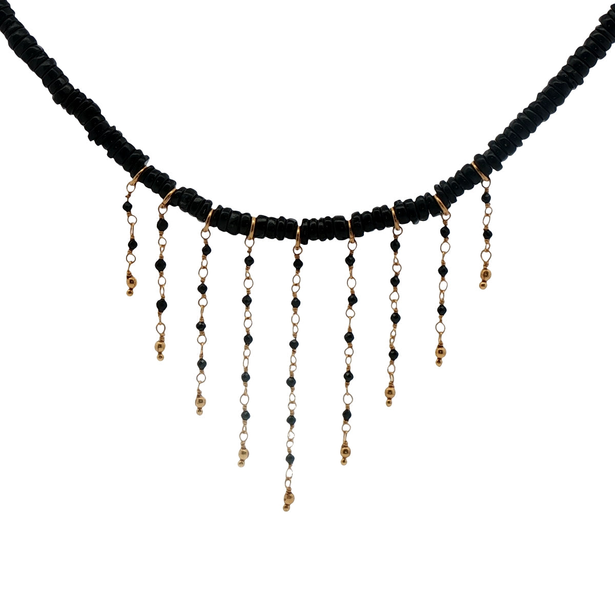 Collier doré avec pierre et chaines 42 cm
