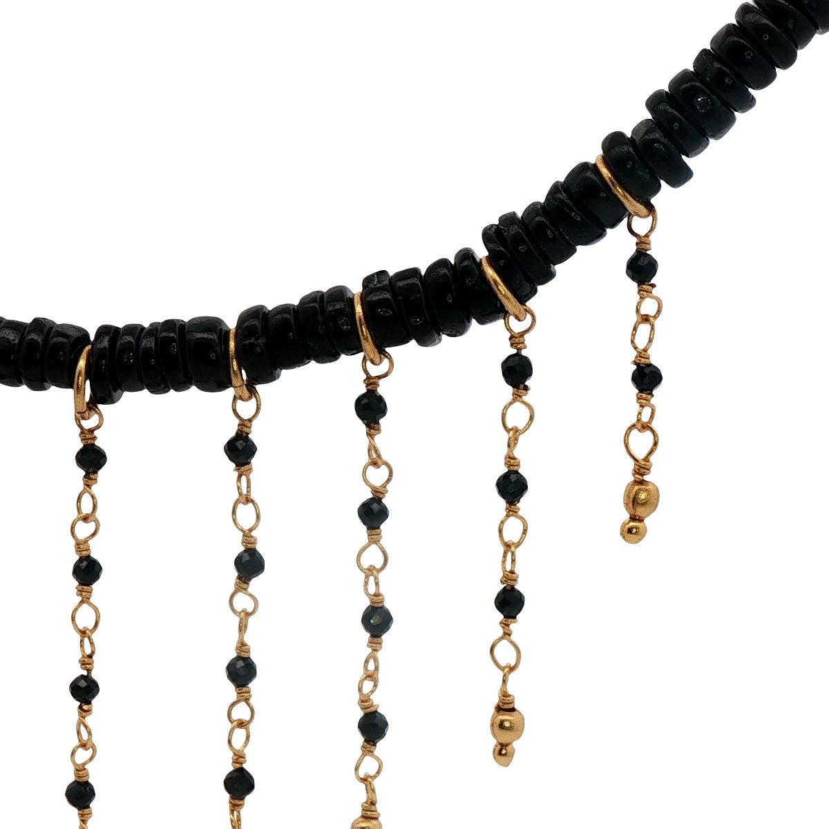 Collier doré avec pierre et chaines 42 cm