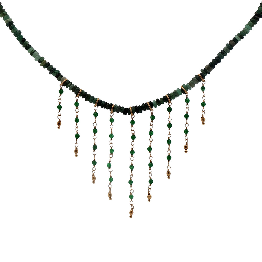 Collier doré avec pierre et chaines 42 cm