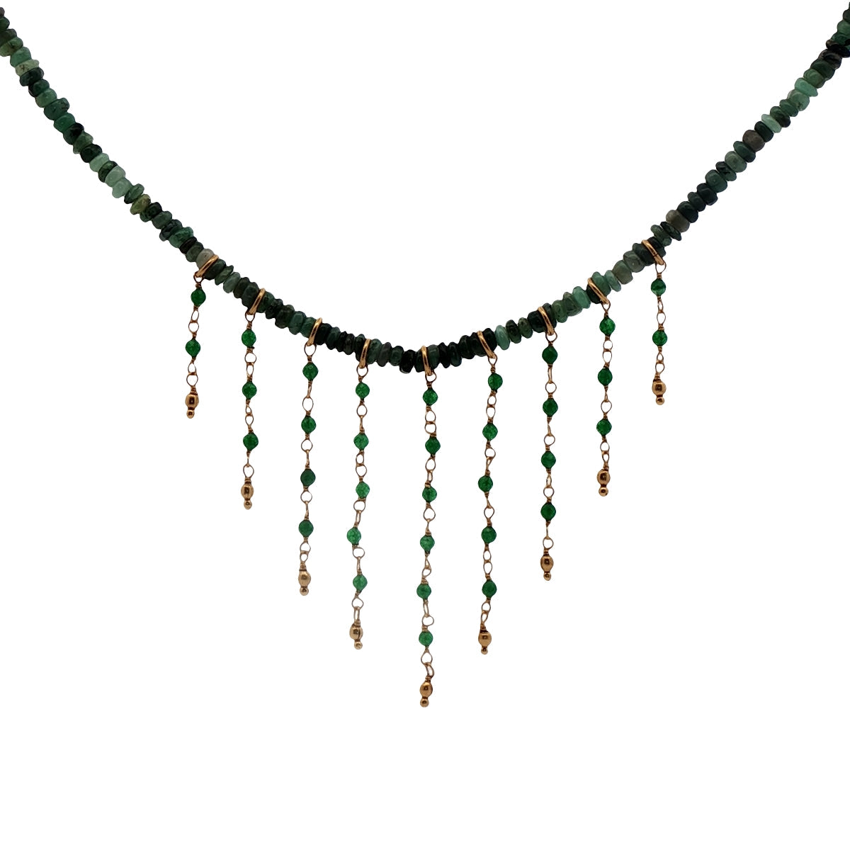 Collier doré avec pierre et chaines 42 cm