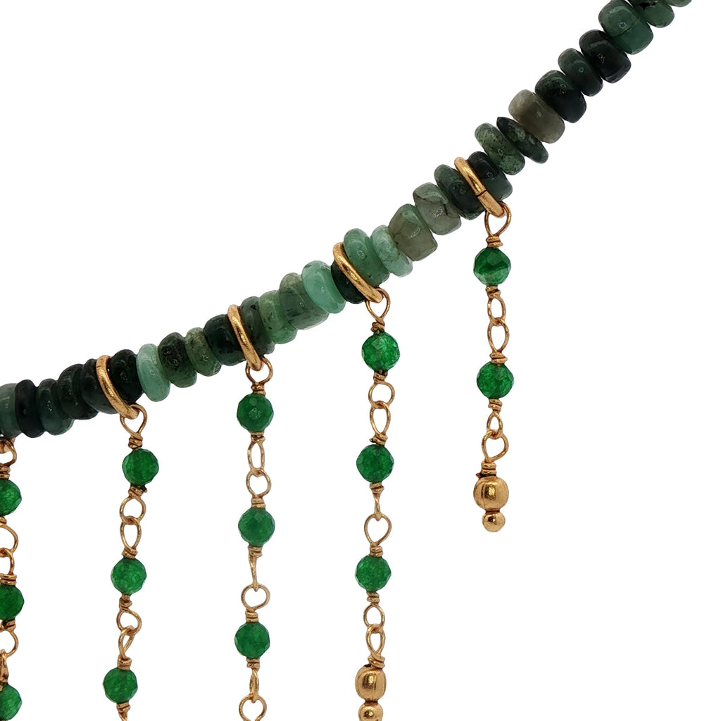 Collier doré avec pierre et chaines 42 cm