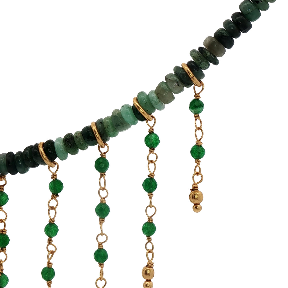 Collier doré avec pierre et chaines 42 cm