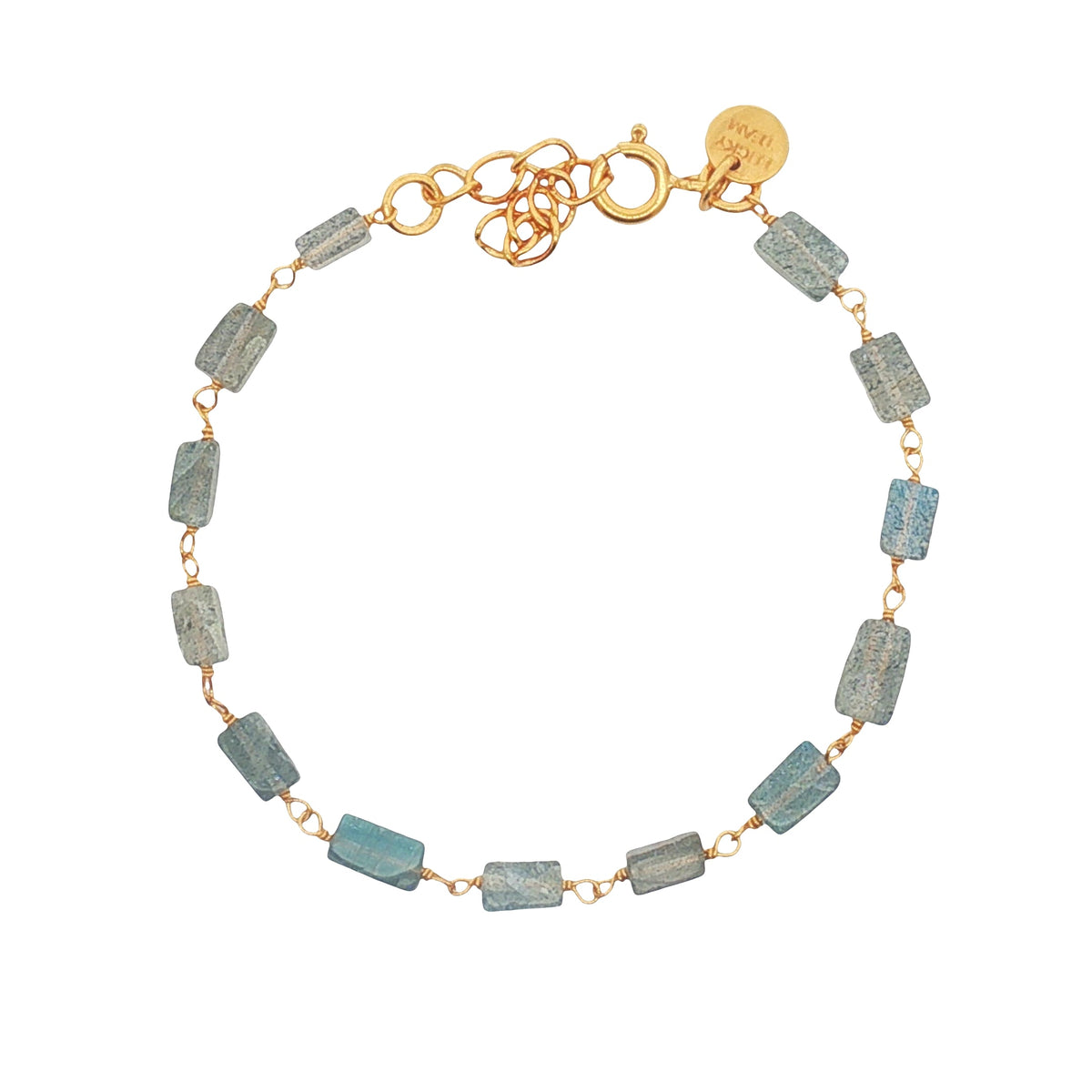 Bracelet doré et pierres naturelles carrées