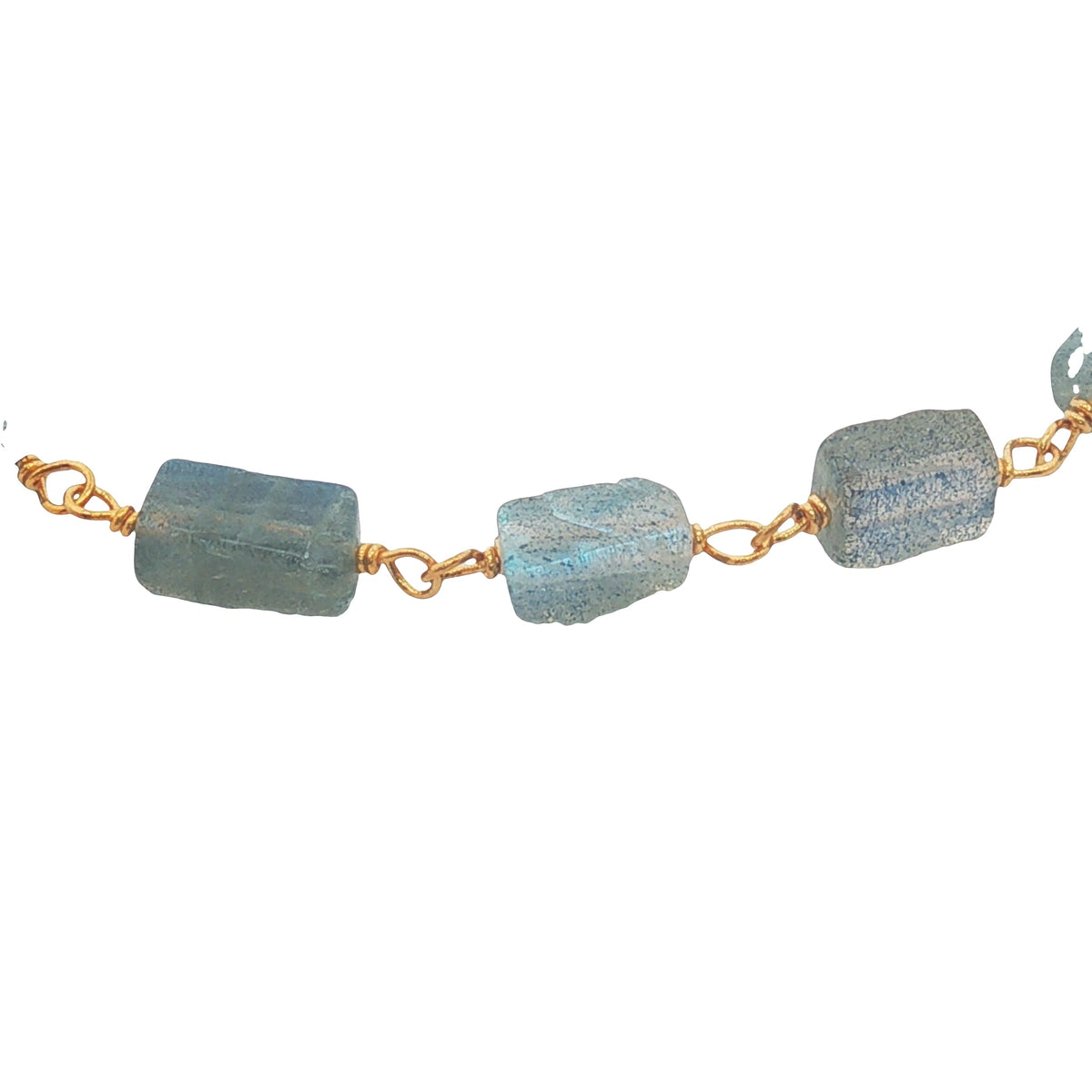 Bracelet doré et pierres naturelles carrées